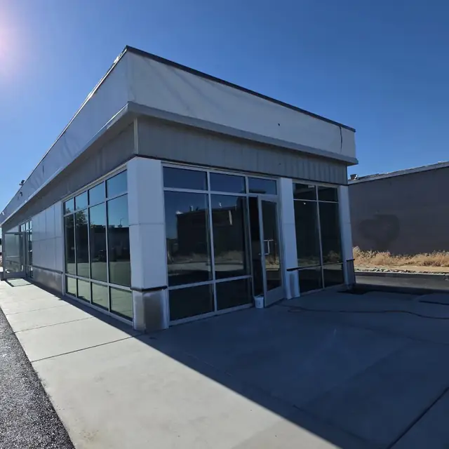 Storefront entrance and glass walls on a J&V Builders commercial project